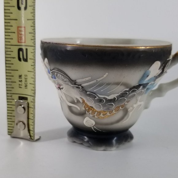 Dragon Ware Japanese Moriage Tutani Set 6 Demitasse Coffee Cup Saucer - Picture 10 of 14